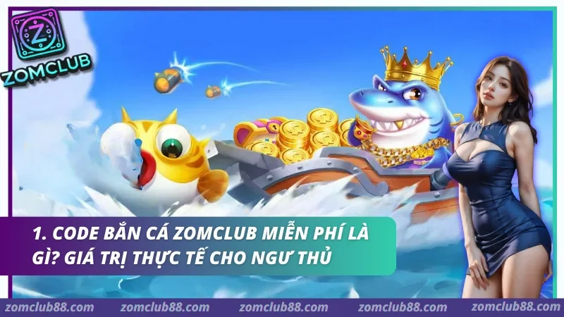 Cá, cá mập và rương xu trong ảnh giới thiệu code bắn cá Zomclub