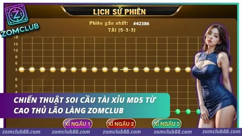 Hình ảnh Tai Xiu Md5 Zomclub 4 1 trong bài viết Tài Xỉu MD5 ZOMCLUB: Giải Mã Thuật Toán Và Bí Kíp Soi Cầu. Bảng lịch sử phiên tài xỉu với tổng điểm và ba mục xí ngầu