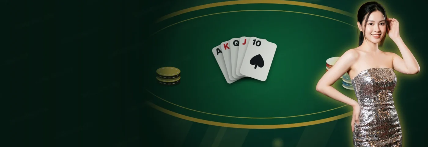 Bàn bài ZOMCLUB với bộ bài và các chồng chip